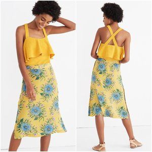 Madewell Silk Side-Button Skirt in Painted Blooms